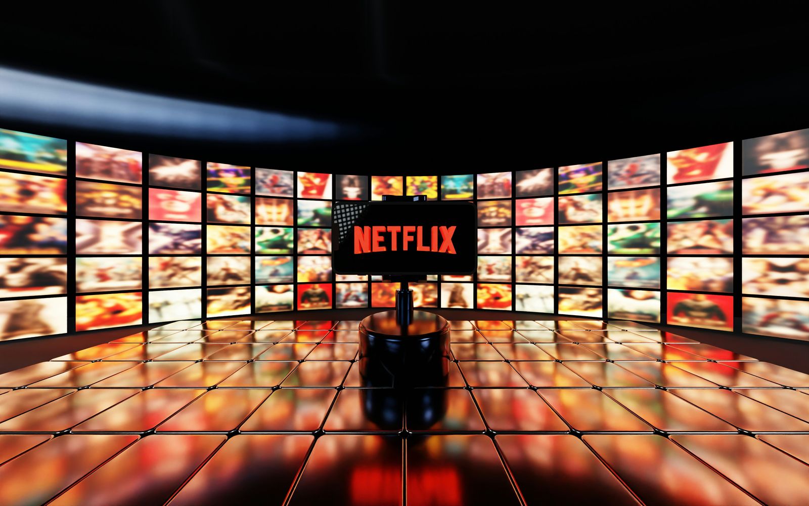 Cinematic theater scene with bright movie content on a large screen